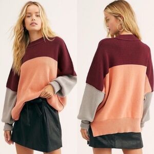 Free People Easy Street Oversized Colorblock Sweater Size XS